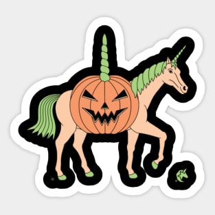 Halloween Pumpkin Body Unicorn Sticker